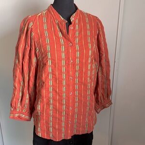 Anthropologie’s Pilcro The Bella Femme Button Down Bat Wing Embroidered Blouse